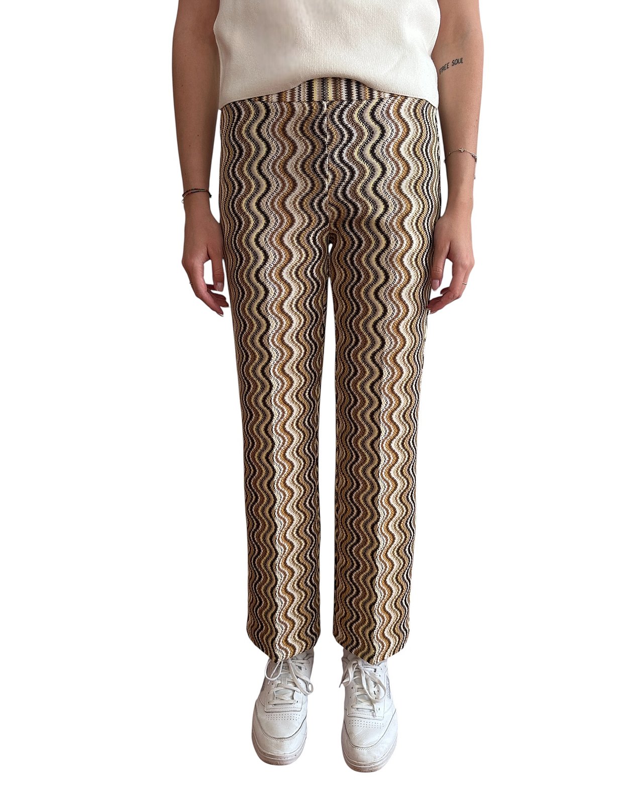 Moderne Boho-Hose in Gelb, Braun und Creme