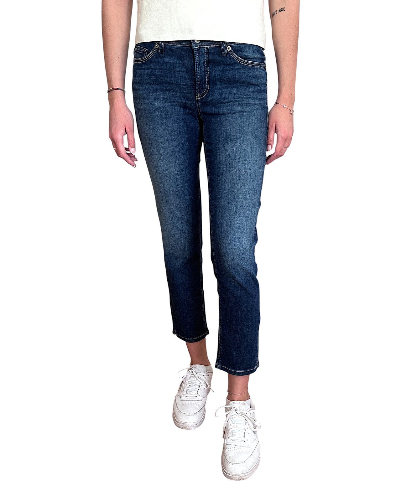 Moderne Cropped-Jeans in dunkelblau