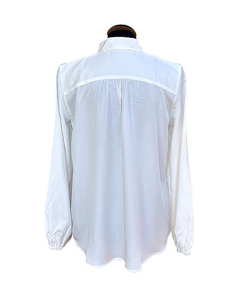 Camicia moderna con maniche a palloncino, bianca 
