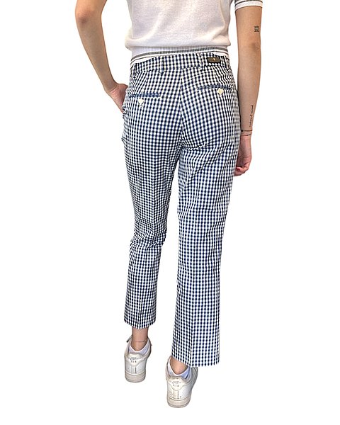 Stylische 7/8-Hose in angesagtem Karo-Muster, blau-weiß