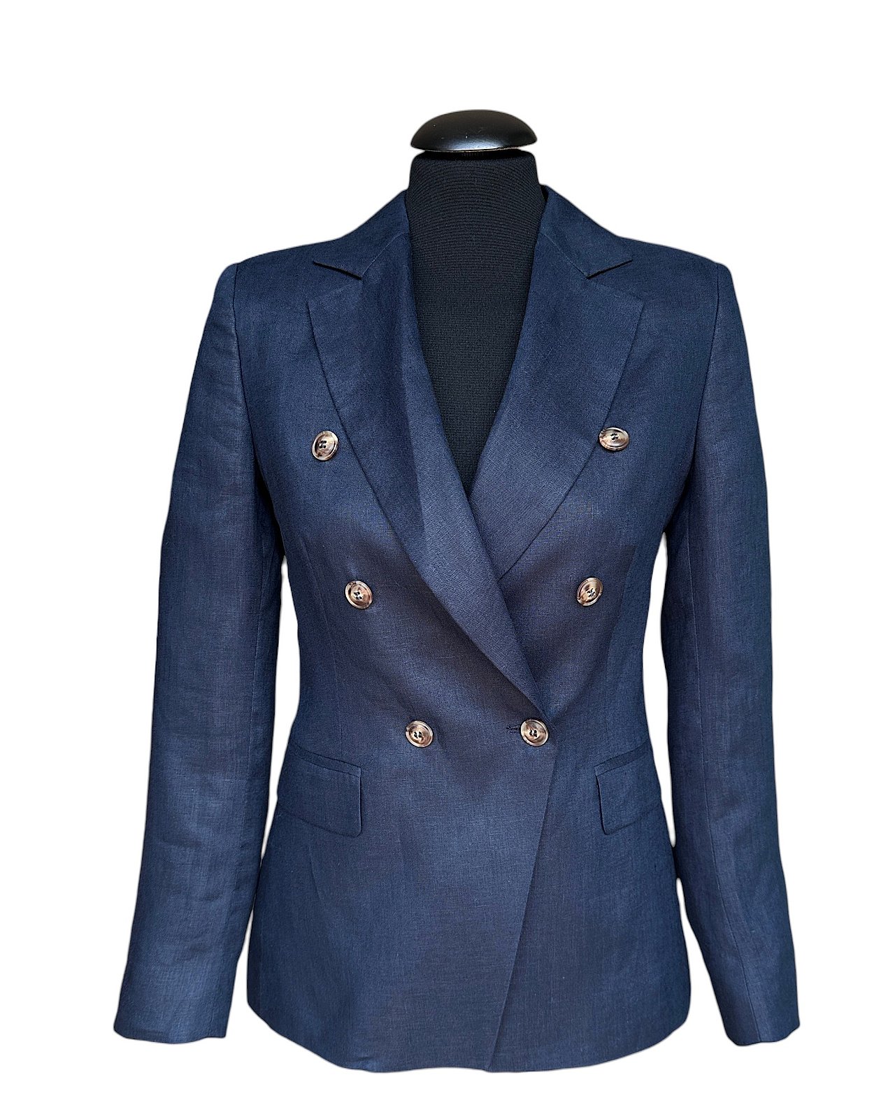 Blazer elegante da donna in lino blu scuro 