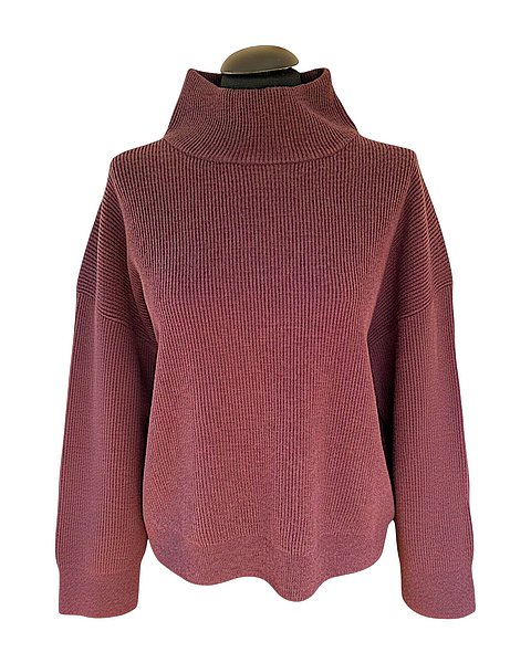 Elegante pullover in maglia a coste color melanzana