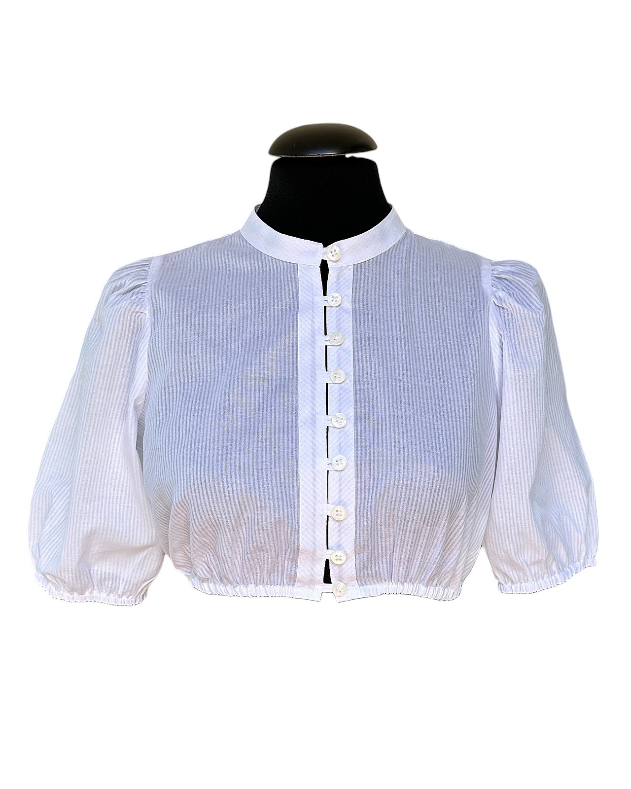Klassische Dirndlbluse in Weiß mit Stehkragen