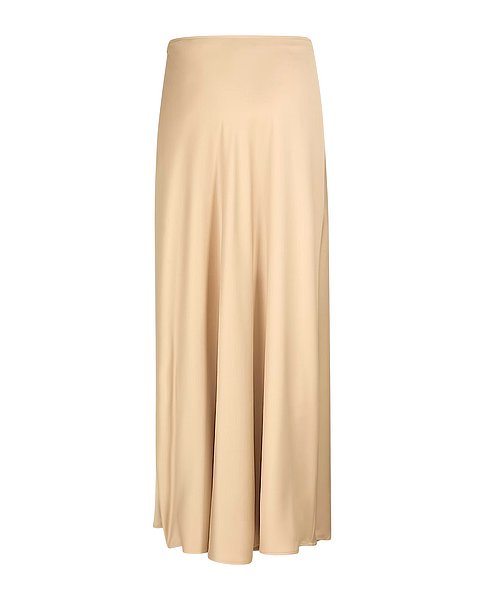 Eleganter Satinrock in Midi-Länge in warmen Beige