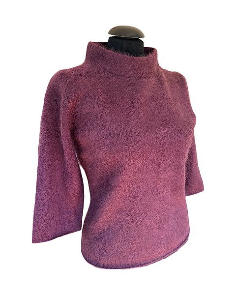 Fluffy wool-cashmere sweater, aubergine 