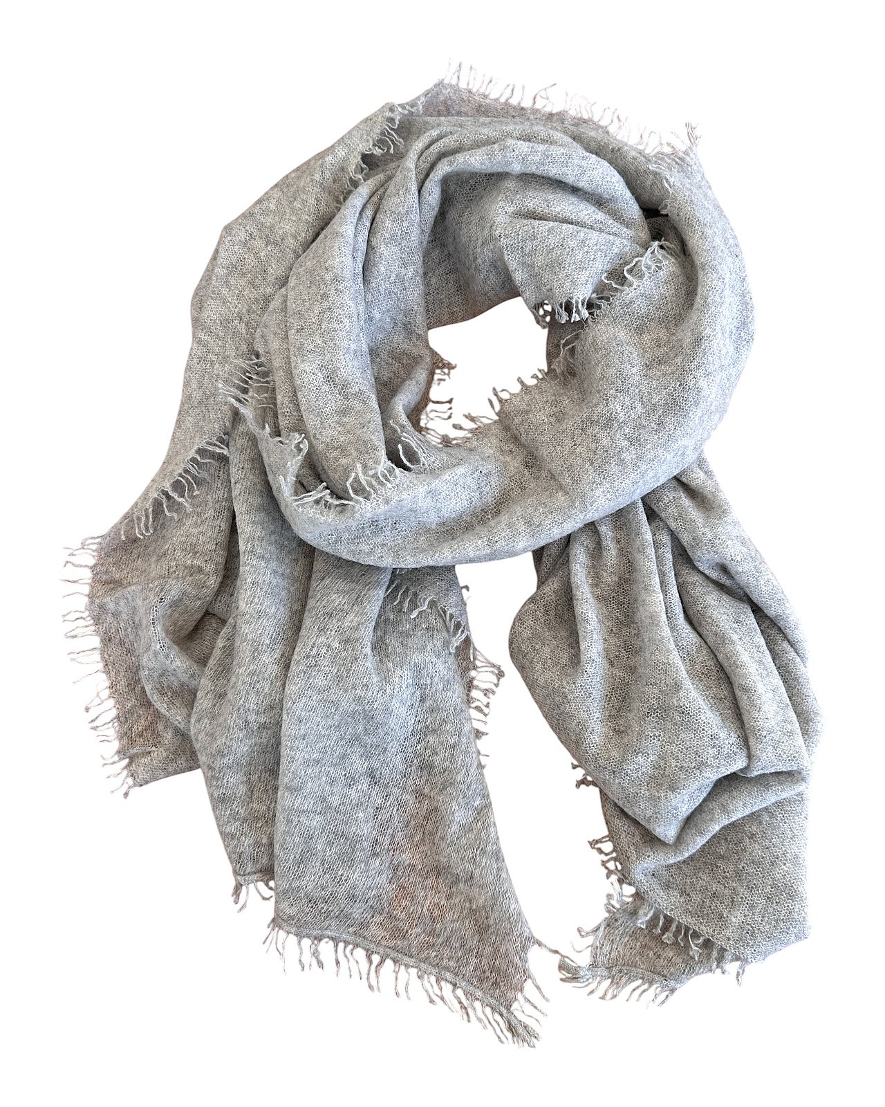 Lussuosa sciarpa in cashmere color grigio chiaro 