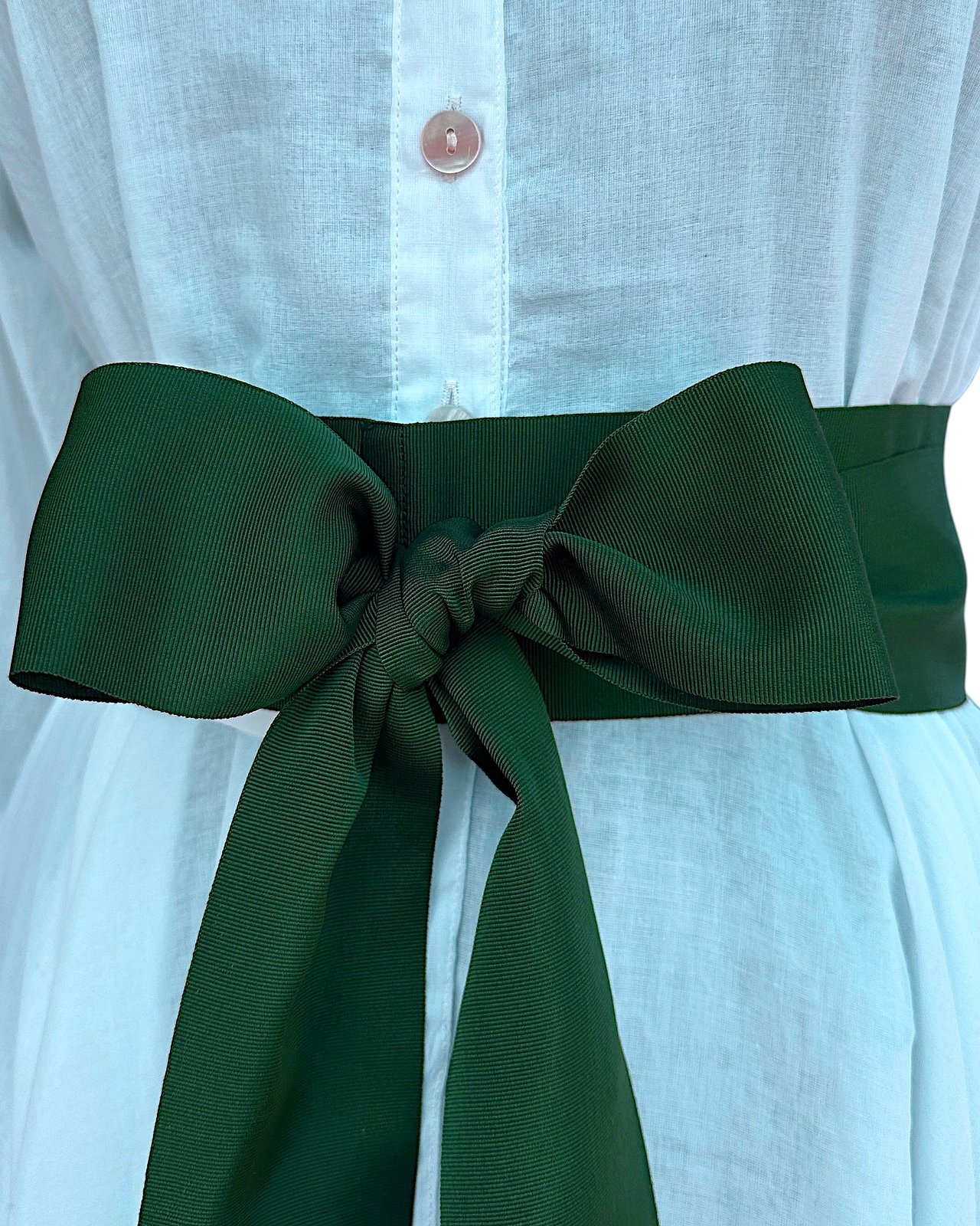 Cintura decorativa a coste da annodare, verde scuro, larga 7 cm