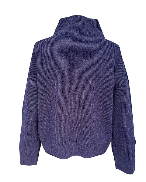Elegant ribbed knit sweater in dark blue 