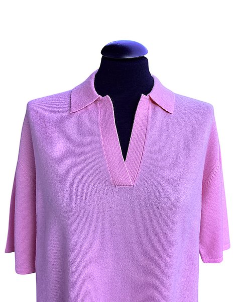 Cropped-Poloshirt in Rose Bloom 