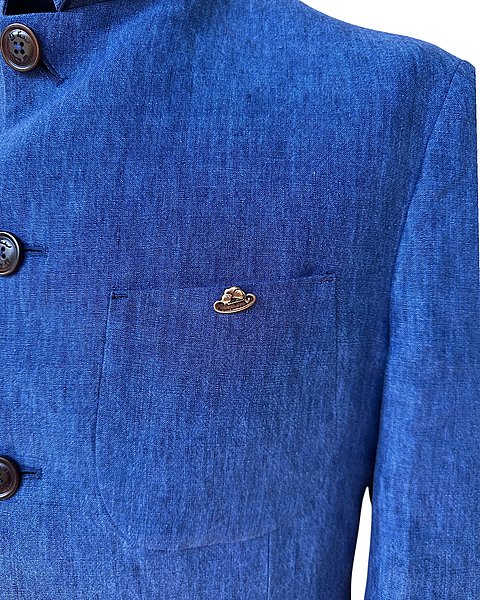 Blazer in lino, blu