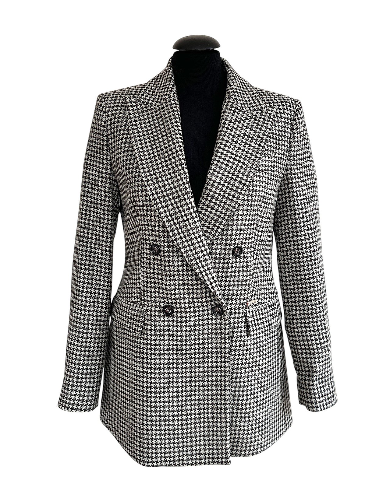 Casual blazer with houndstooth pattern, sage green/brown 