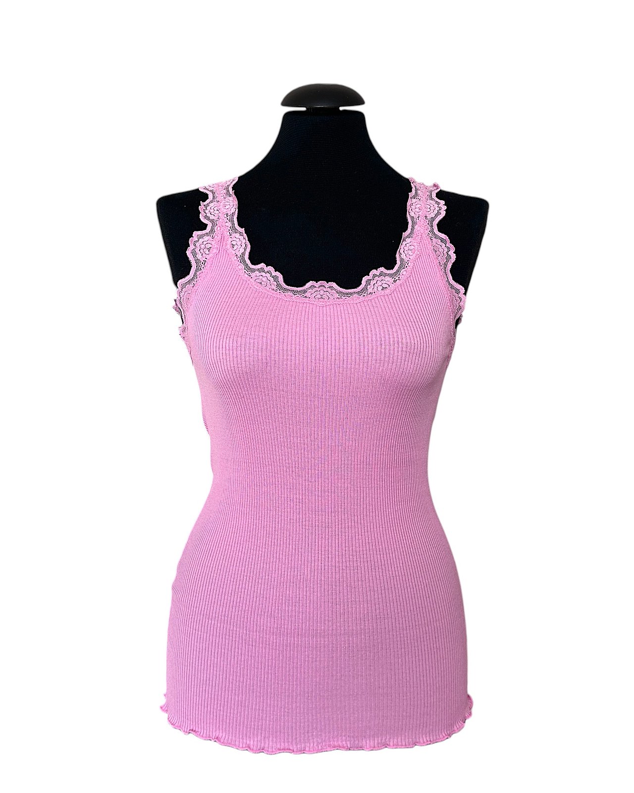 Klassisches Seidentop mit Spitze, pink