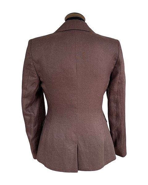 Blazer elegante da donna in lino marrone scuro 