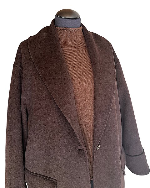 Edler, dunkelbrauner Mantel aus Wolle-Cashmere 