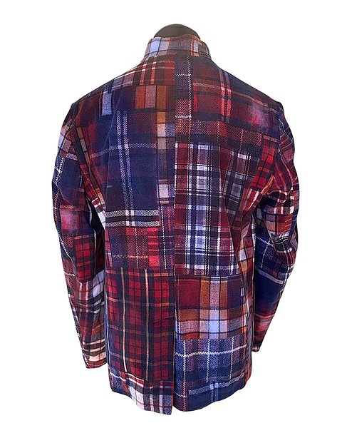 Blazer a quadri dallo stile casual, bordeaux e blu scuro