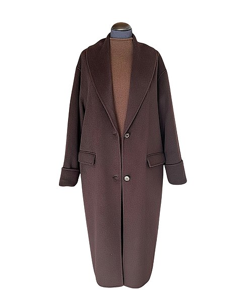 Edler, dunkelbrauner Mantel aus Wolle-Cashmere 