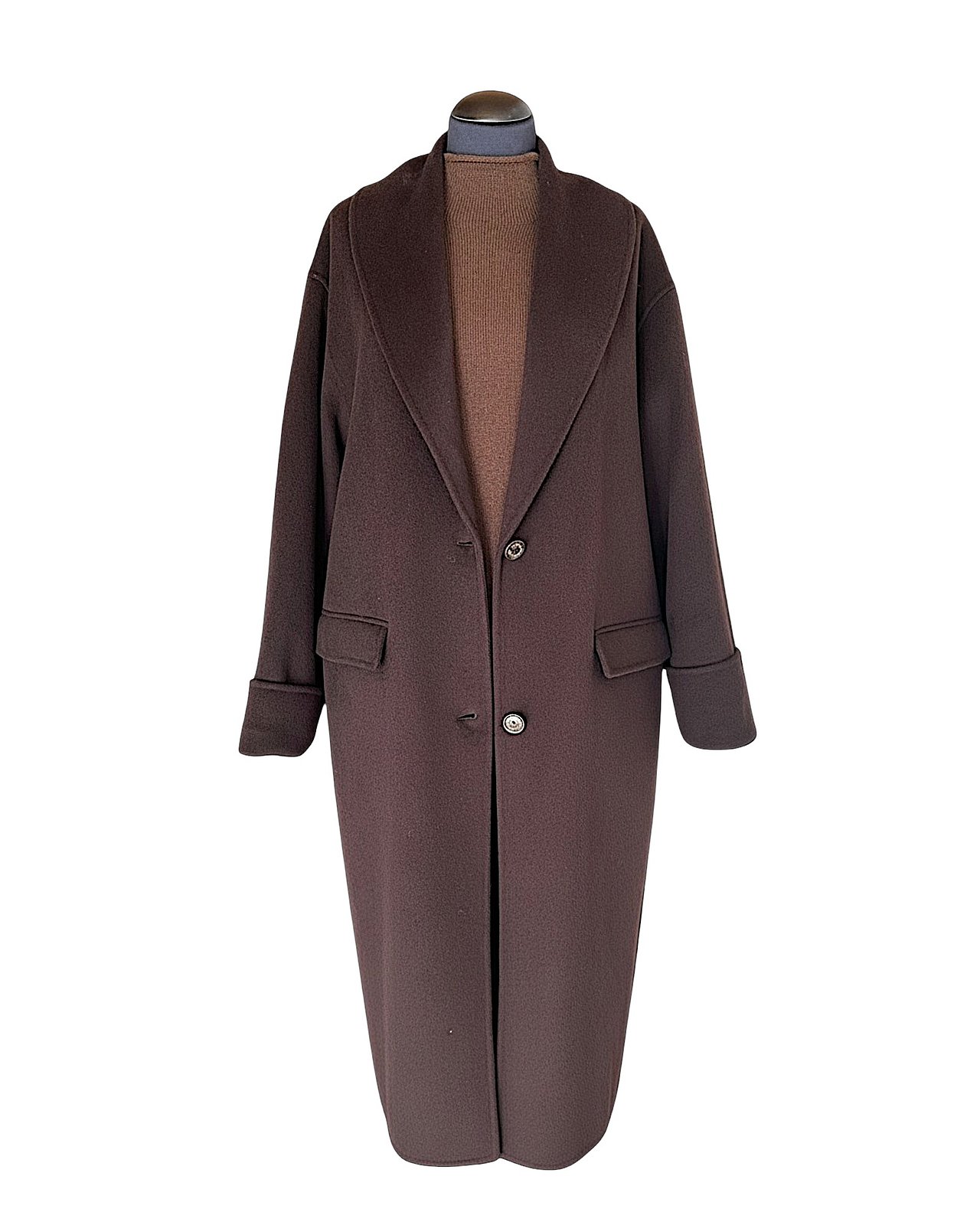 Edler, dunkelbrauner Mantel aus Wolle-Cashmere 