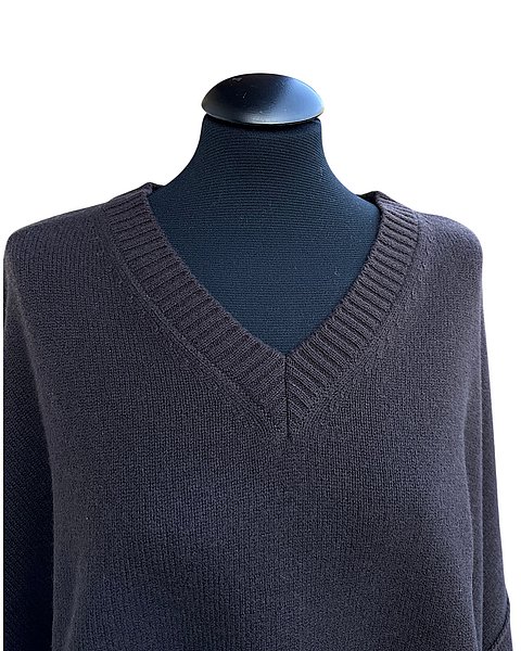 Lässiger Pullover mit V-Ausschnitt, dunkelbraun