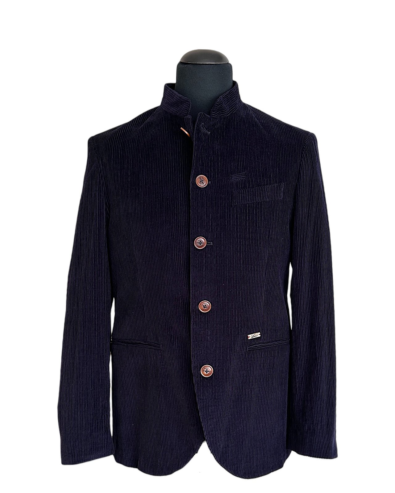 Cord-Blazer mit Stehkragen, dunkelblau 