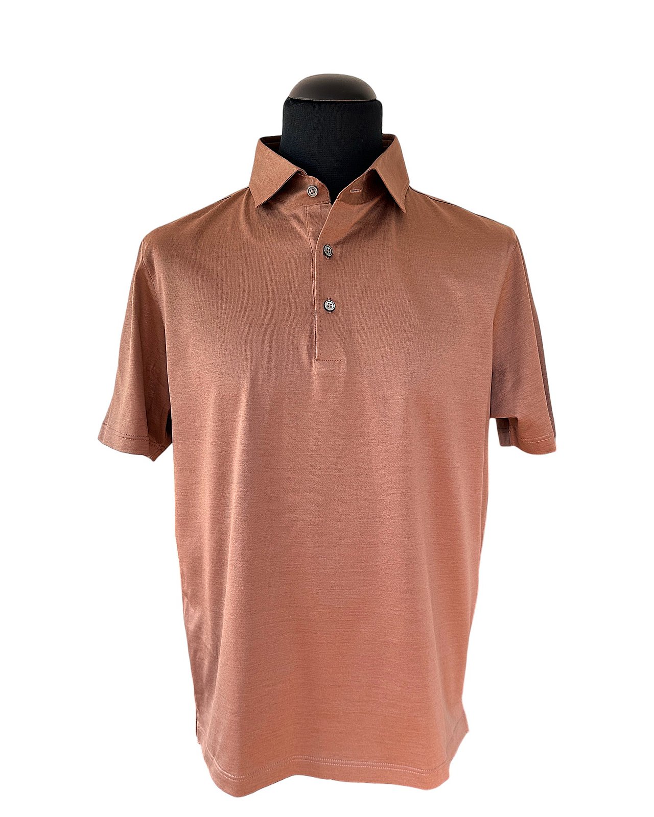 Edles Polo in braun mit Seidenglaz und Kragendetail