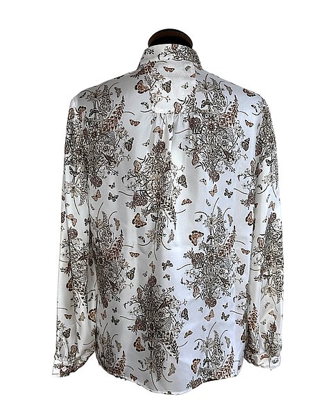 Romantische Seidenbluse mit filigranem Allover-Print