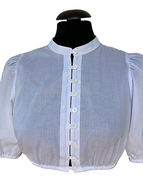 Klassische Dirndlbluse in Weiß mit Stehkragen