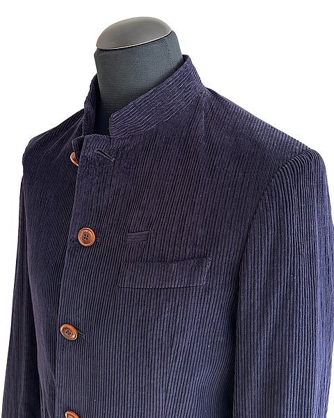 Cord-Blazer mit Stehkragen, dunkelblau 