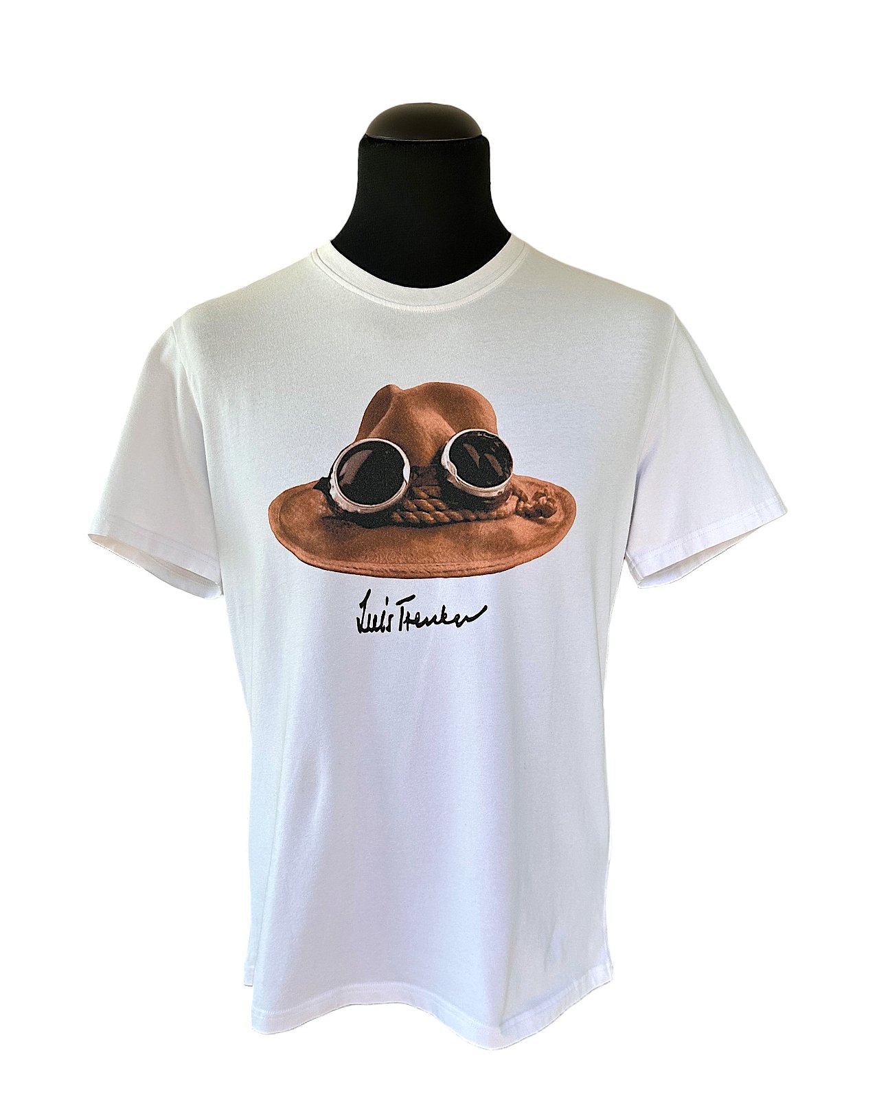 Luis Trenker T-Shirt, weiß mit ikonischem Hut-Print