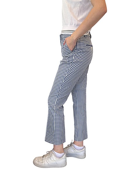 Stylische 7/8-Hose in angesagtem Karo-Muster, blau-weiß