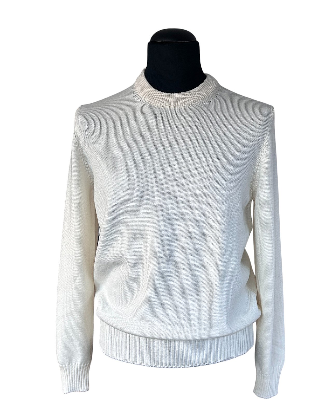 Wunderschöner, cremeweißer Pullover mit Rundhals-Ausschnitt