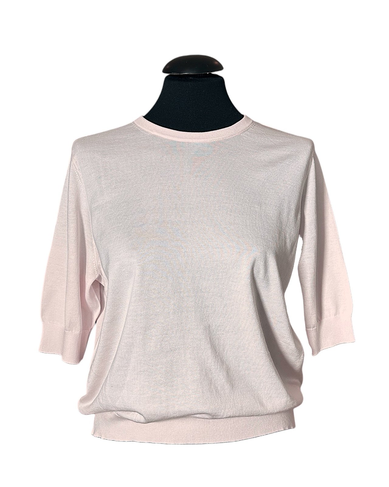 Feinstrick-Pullover mit kurzen Ärmel aus superfeiner Baumwolle, rosé