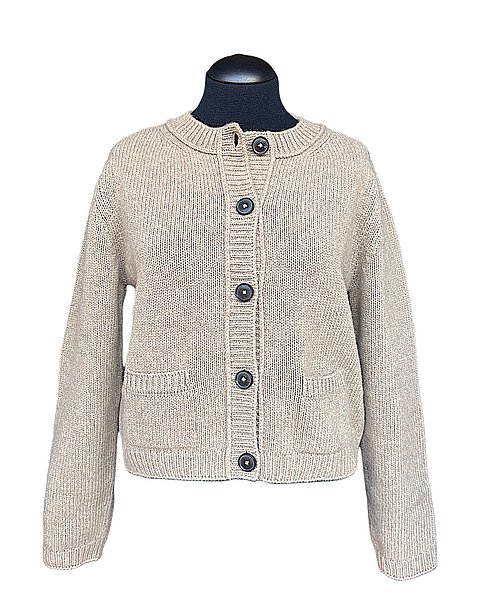 Morbido cardigan in un delicato grigio-beige (greige) 