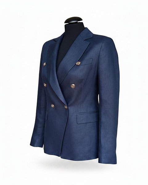 Blazer elegante da donna in lino blu scuro 