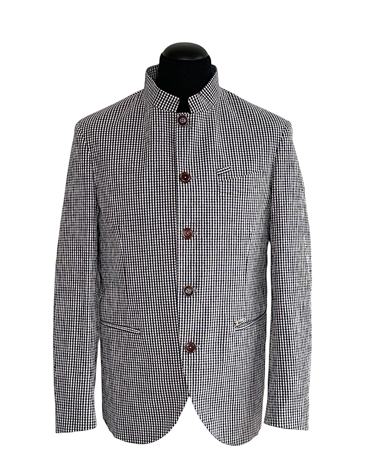 Stylischer Blazer mit Vichymuster, dunkelblau-dunkelbraun