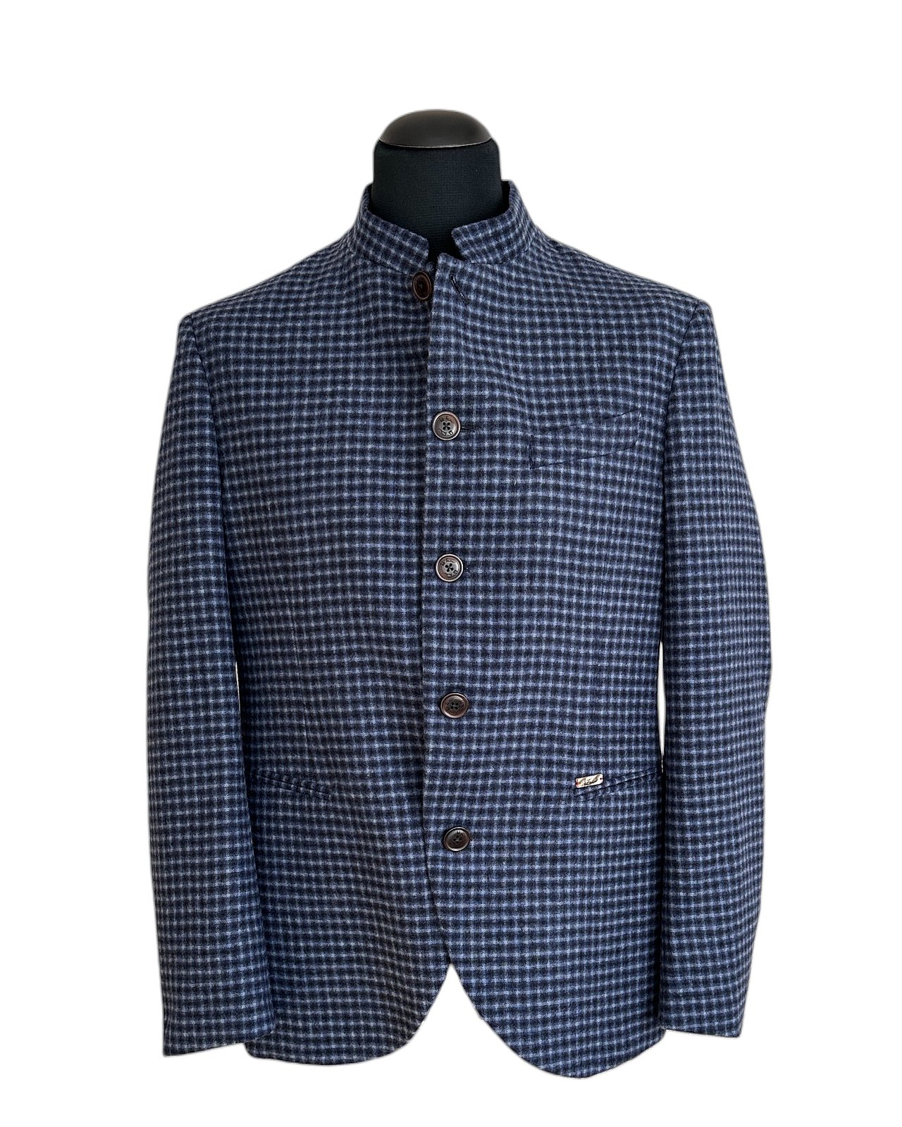 Blazer casual con motivo Vichy, blu scuro
