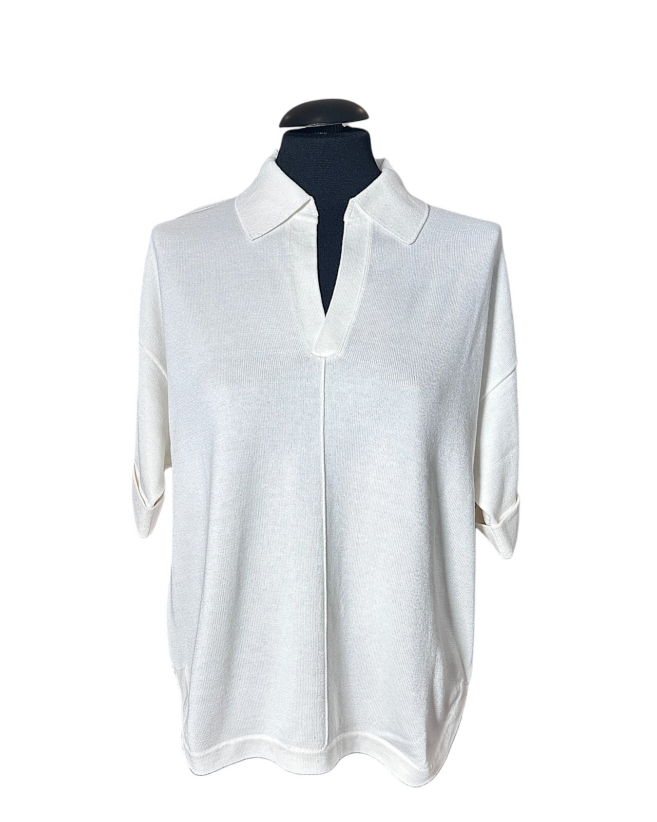 Polo in maglia casual color bianco crema