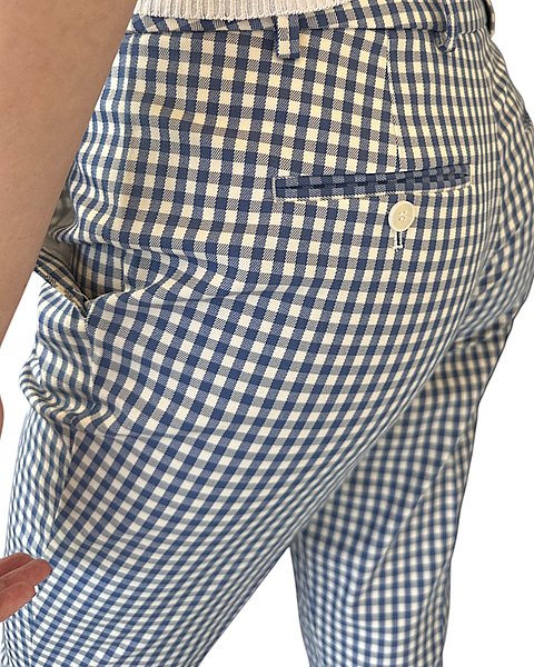 Stylische 7/8-Hose in angesagtem Karo-Muster, blau-weiß