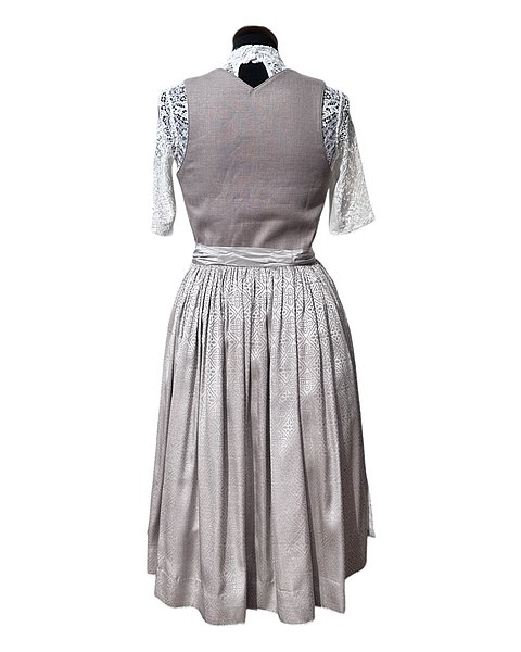 Edles Dirndl in taupe mit Seidenrock in Midi-Länge