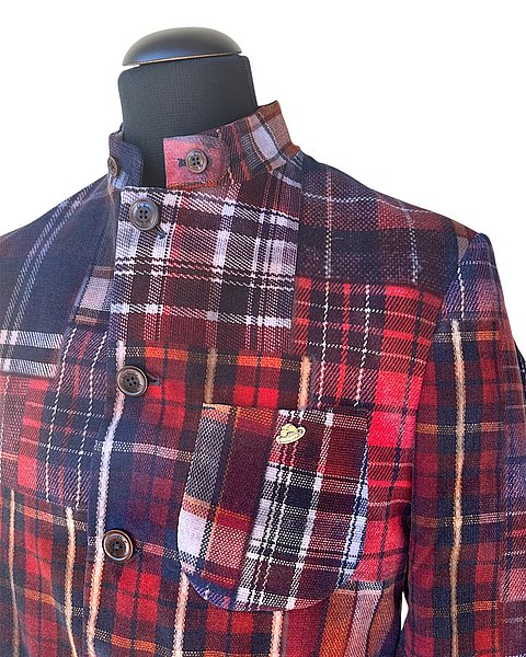 Blazer a quadri dallo stile casual, bordeaux e blu scuro