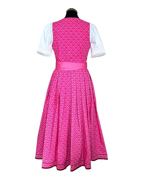 Erfrischendes Midi-Dirndl in Fuchsia mit passender Schürze