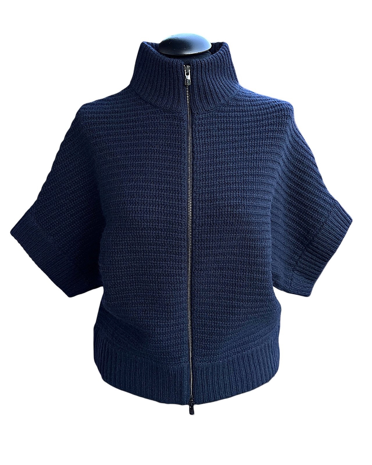 Strickjacke aus Wolle-Cashmere in dunkelblau 