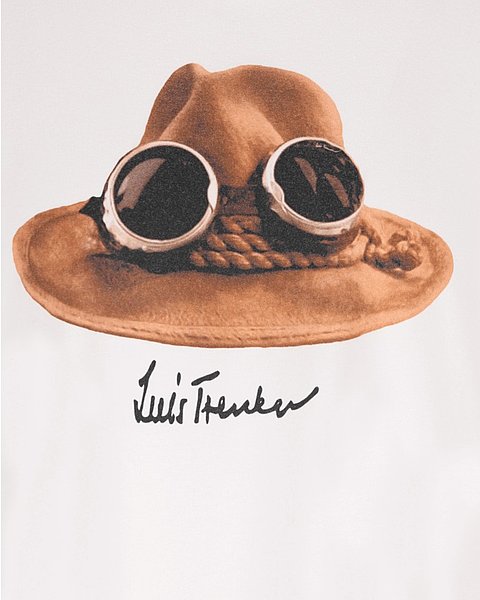 Luis Trenker T-Shirt, weiß mit ikonischem Hut-Print