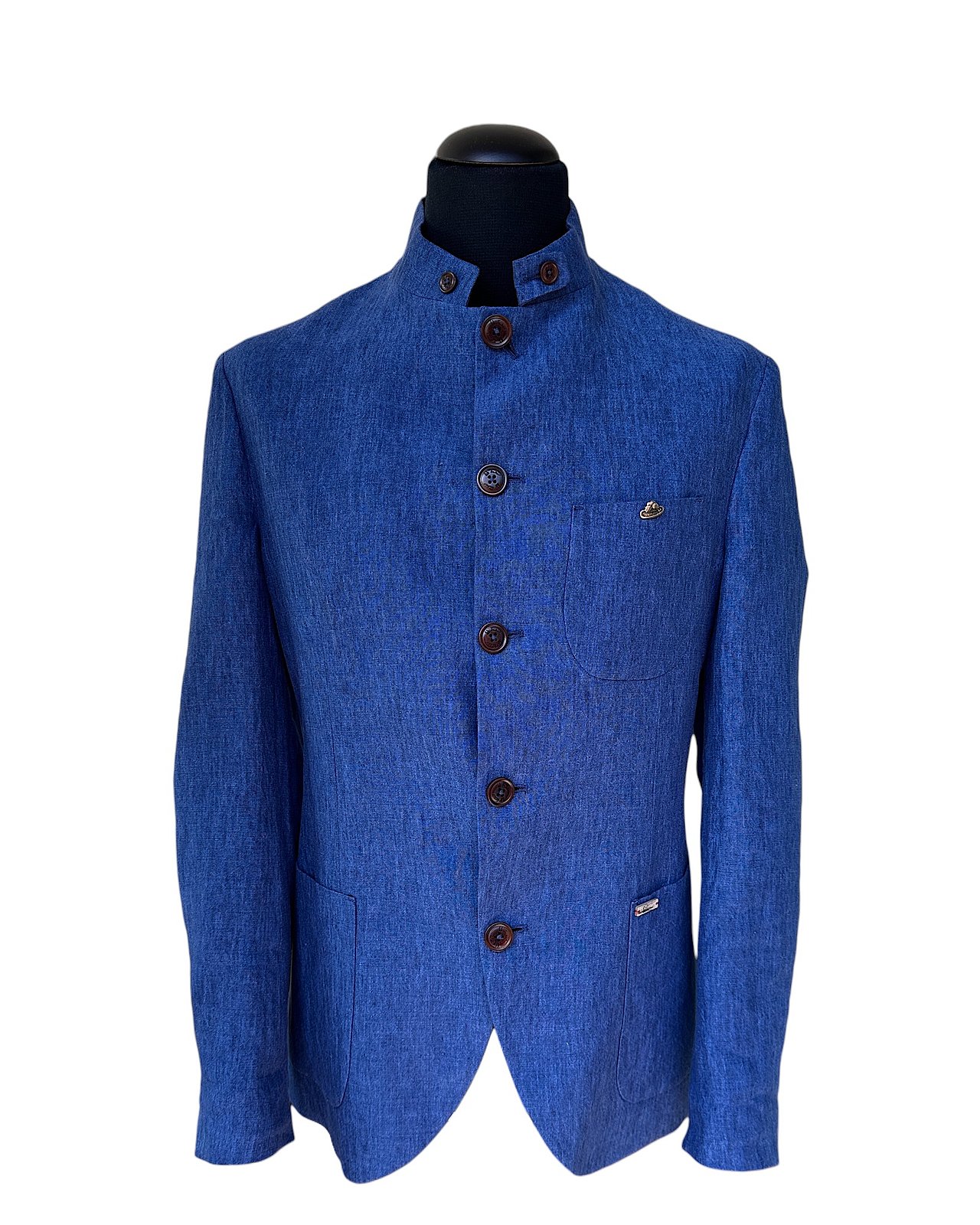 Blazer in lino, blu