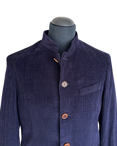 Cord-Blazer mit Stehkragen, dunkelblau 