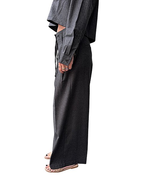 Pantaloni gessati casual color cioccolato 