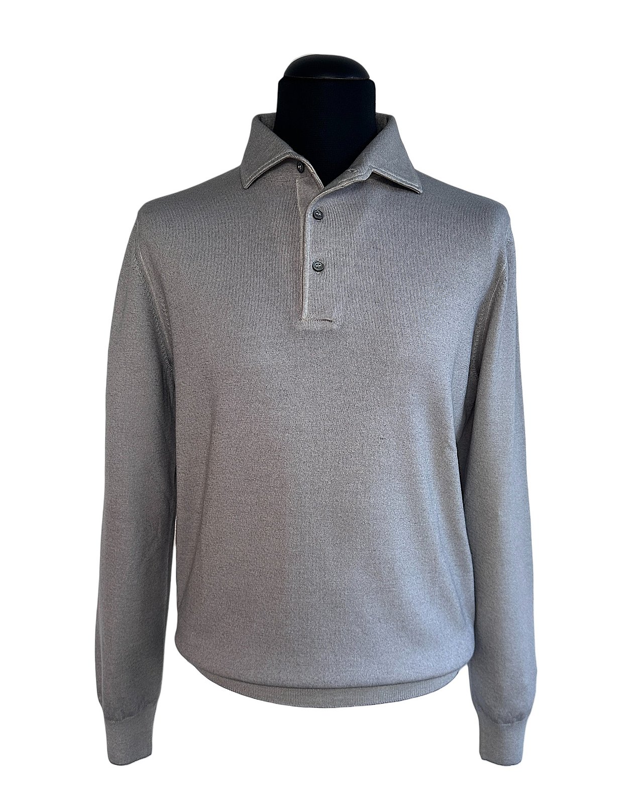 Feinstrick-Pullover in Grau-Melange