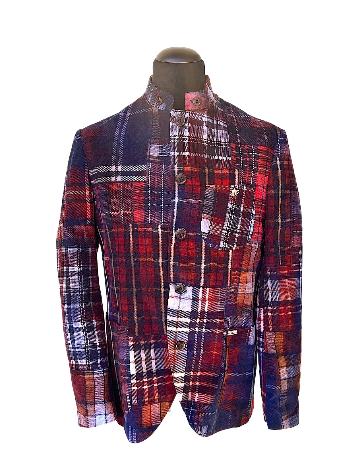 Blazer a quadri dallo stile casual, bordeaux e blu scuro