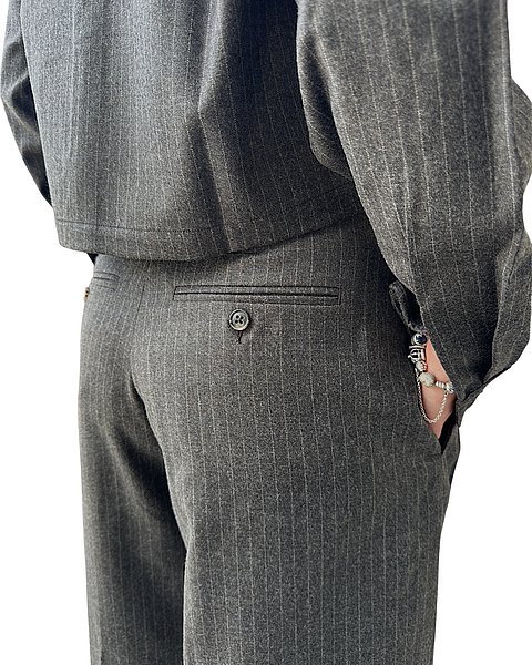 Pantaloni gessati casual color cioccolato 
