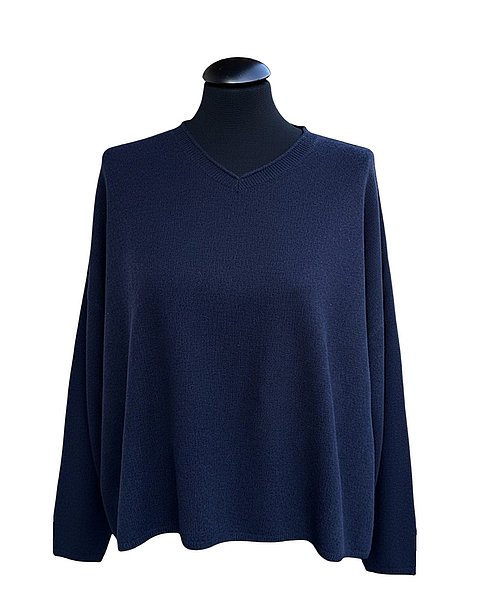 Zeitloser Pullover in Wolle-Cashmere, navy