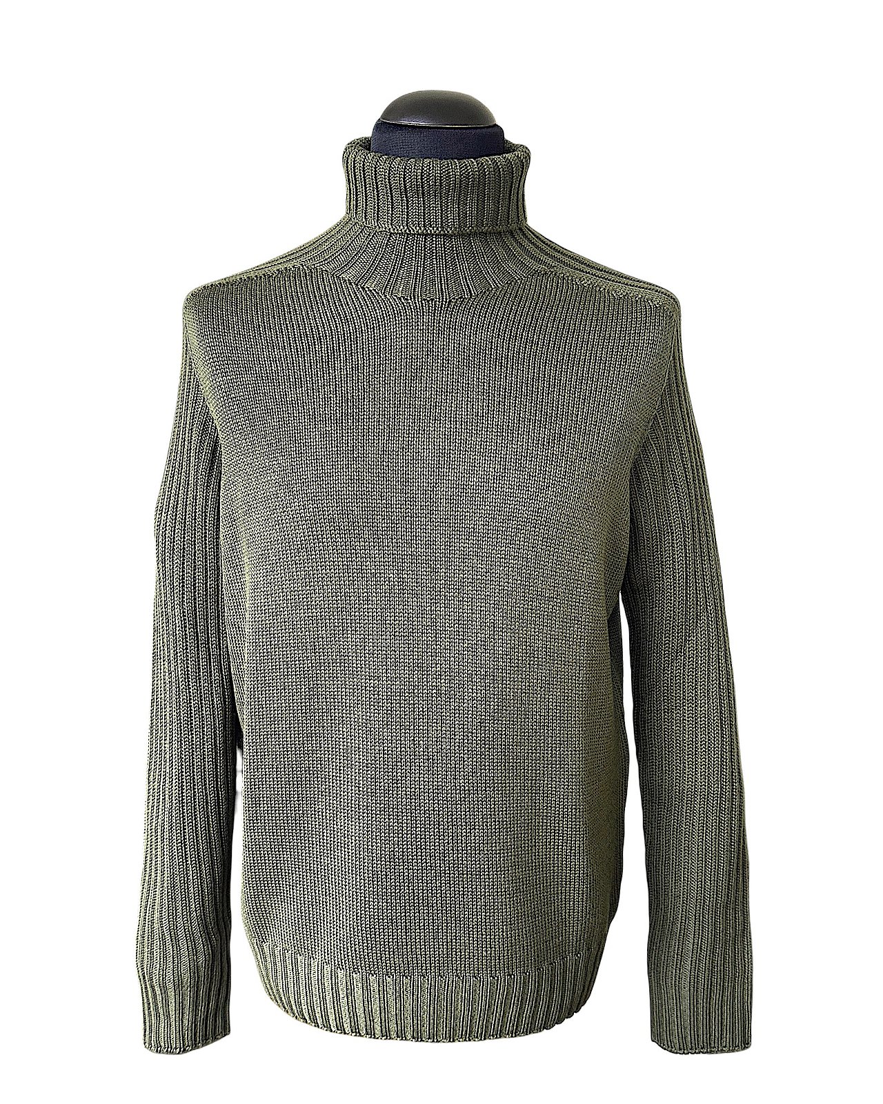 Elegant dark green roll-neck sweater 